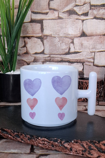 giftkonsept Colorful Minimal Hearts t Handle Latte Cup Mug Cup