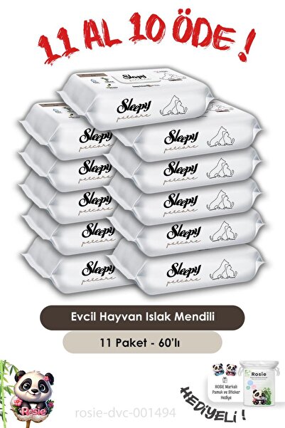 Sleepy 11 AL 10 ÖDE Petcare Evcil Hayvan Islak Havlusu 60'lı