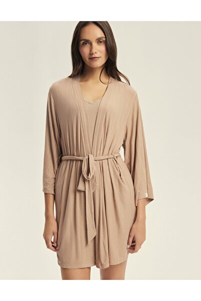 ESOTIQ Halat de casă pentru femei, cu nervuri, ușor, din viscoză și elastan |...