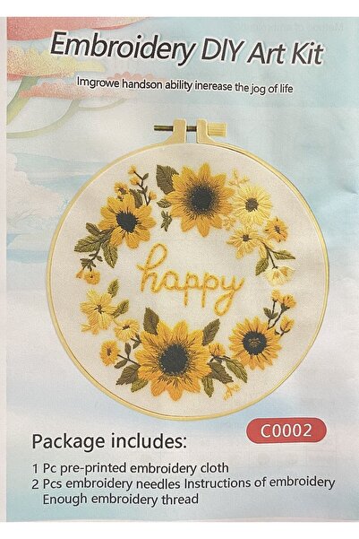 EleganTShoP Elegant Kanaviçe Baskılı Etamin Kiti (iplik, iğne, kumaş) 15*15 c...