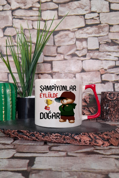 qoeuyl boutique Champions Are Born in September Printed Birthday Gift Colorful Handle Cup-Mug