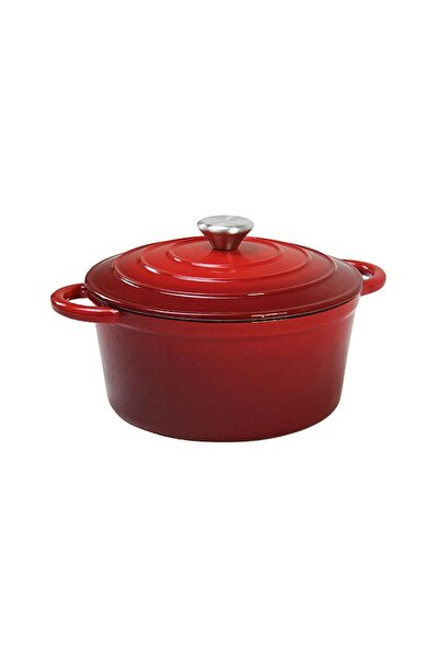 Newalor Red enameled cast iron saucepan with lid 28cm 7liters