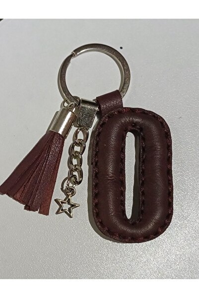 Durush Collection سلسلة مفاتيح من الجلد الطبيعي بحرف "أو" (صنع يدوي)