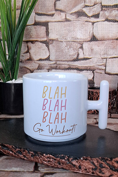 giftkonsept Blah Blah Blah Go Workout! Gym Sports Motivation Gift Printed t Handle Latte Cup Mug Cup