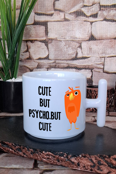 giftkonsept كوب لاتيه مطبوع عليه عبارة 'لطيف لكن مجنون' كهدية مرحة مع مقبض