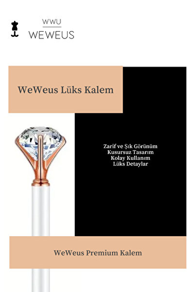 Weweus White Rose Detailed Crystal Shape Luxury Ballpoint Pen