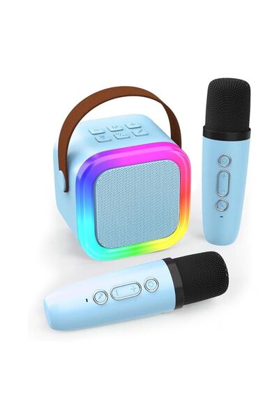 Impact Vision Set Boxa Bluetooth Karaoke Cu 2 Microfoane Wireless, Lumini RGB, Portabil, Albastru, Impact Vision®