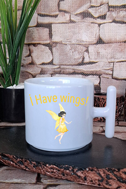 giftkonsept I Have Wings Fairy Printed Fun t Handle Latte Cup Mug