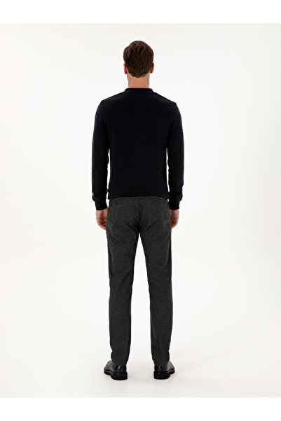 Cacharel Antrasit Slim Fit Pamuk Karışımlı Armürlü Kanvas Pantolon 50311720-VR006