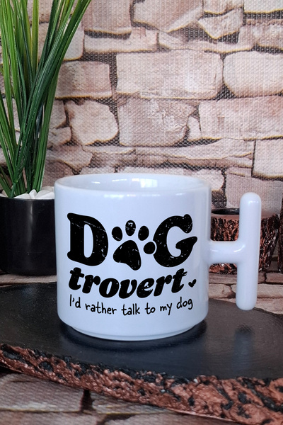 giftkonsept Dogtrovert Funny Dog Lover Gift Printed t Handle Latte Cup Mug