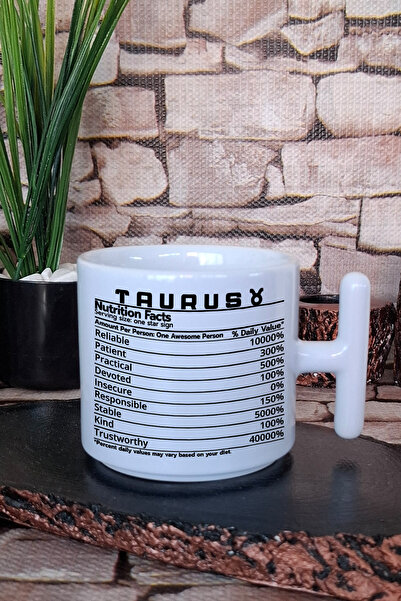 giftkonsept Taurus Nutrition Facts Humorous Gift Printed t Handle Latte Cup Mug