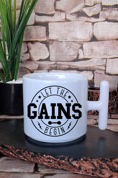 giftkonsept كوب قهوة لاتيه مطبوع عليه عبارة 'Let The Gains Begin' للصالة الري...