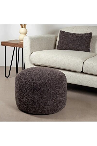 asaella mobilya PEBLİS Yuvarlak Pofuduk Tüylü Peluş Dekoratif Yatak Ucu Oturma Pufu Makyaj Pufu Koridor Oturağı