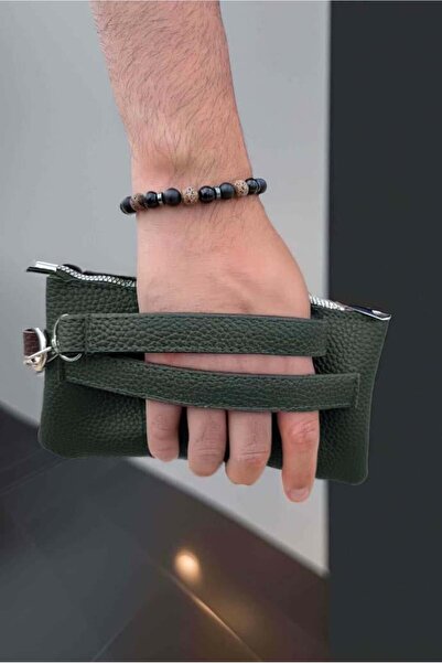 Valiberta Saul Чоловіча сумка з двома ручками та 3 відділеннями, шкіряний вигляд - хакі