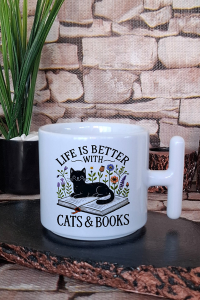 giftkonsept Cat Funny Abstract Humorous Cat Lover Cat Owner Gift Printed t Handle Latte Cup Mug Cup