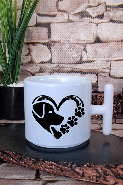 giftkonsept Dog Paw Heart Dog Paw Heart Dog Lover Gift Printed t Handle Latte Cup Mug