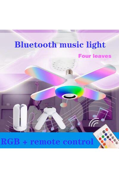 fullreyon 36 Watt, Bluetooth Müzik Çalar, RGB Çok Renkli, Kumandalı Led Ampul, Genç Odası Ampulü, Disko Ampul