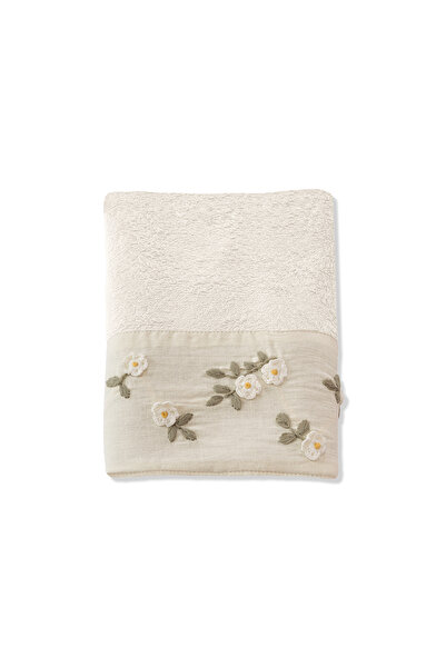 Altınbaşak Nova Bamboo Embroidered Hand Towel 50 X 90 Ecru