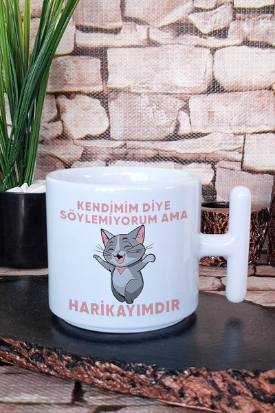 giftkonsept I Don'T Say I'M Myself, but I'M Awesome Fun Printed t Handle Latte Cup Mug