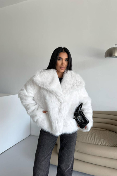 Neşeli Butik Women's Lined Imported Fur Coat Nbg111
