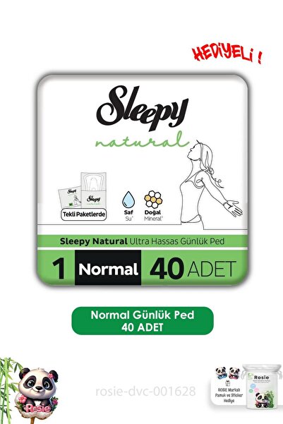 Sleepy فوط صحية يومية طبيعية فائقة الحساسية عادية 40 قطعة وروزي