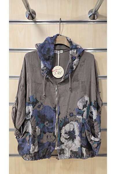 Park Moda Италианско памучно яке с качулка и флорален мотив