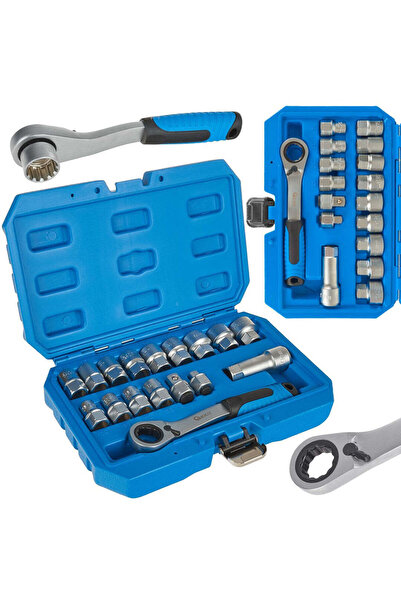 GEKO Set chei tubulare cu clichet, 17 elemente, G13552