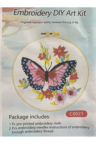 EleganTShoP Elegant Kanaviçe Baskılı Etamin Kiti (iplik, iğne, kumaş) 15*15 c...