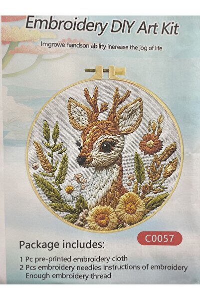 EleganTShoP Elegant Kanaviçe Baskılı Etamin Kiti (iplik, iğne, kumaş) 15*15 c...