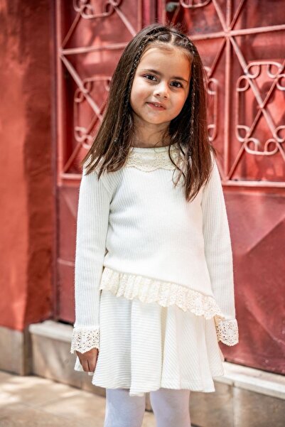 Augie Leauphant Kırık Beyaz Skater Örme Etek