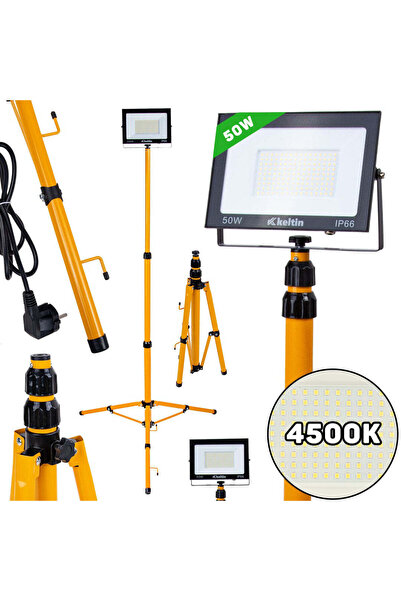 Keltin Proiector LED cu suport telescopic pentru construcții, 50 W, alb neutr...