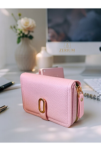ZERİUM Stylishly Designed Snap Closure Zippered Faux Leather Women's Wallet & Card Holder