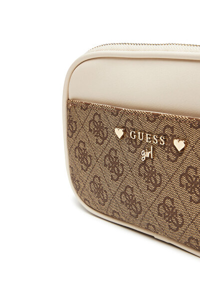 Guess Τσάντα Χειρός για Κορίτσια Καφέ, Εκρού J5YZ00WFMF0