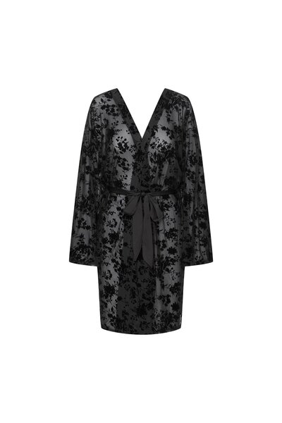 ESOTIQ Women's Chiffon Robe Dressing Gown Semi-Transparent with Embroidery Ki...