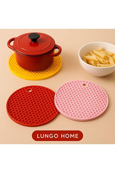 lungo home 2 ADET %100 Silikon Nihale Yuvarlak Bal Peteği Desenli