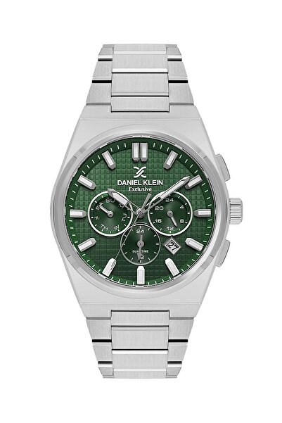 Daniel Klein Nefti Yeşil Gümüş Mikro Kare Desenli Takvimli Fosforlu Çelik Kor...