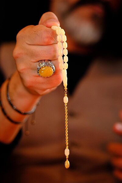 dergah tesbih 14 Ayar Altın Tasarım İnce Bürokrat Tasarım Damla Kehribar Tesbih (Amber), (مسبحة قطرة كهريبار)