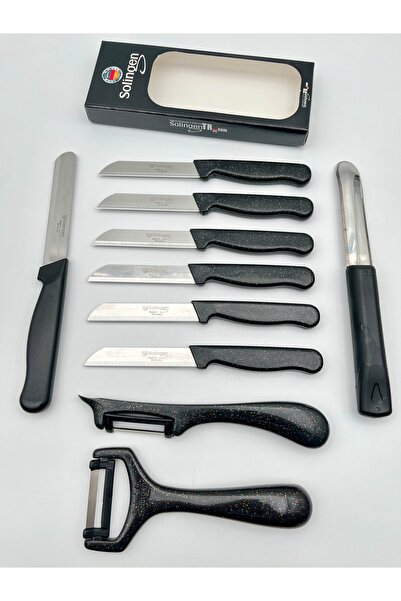 Solingen Orijinal Klever Simli 10'lu Meyve Bıçağı Soyacak ve Oyacak Seti Siyah