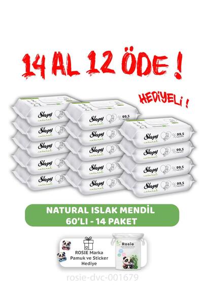 Sleepy اشتري 14 واحصل على 12 مناشف أطفال مبللة طبيعية لحديثي الولادة 60 قطعة ...