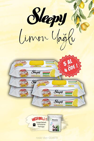 Sleepy اشتري 5 واحصل على 4 منشفة مطبخ بزيت الليمون 50 ورقة، هدية روزي
