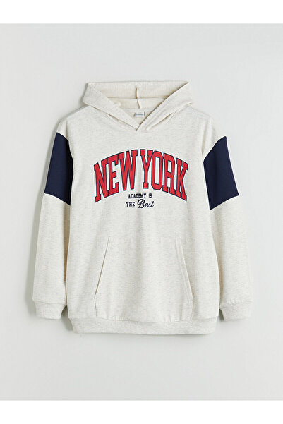 LC Waikiki Αγόρι φούτερ με κουκούλα LCW Kids με στάμπα New York (W5)