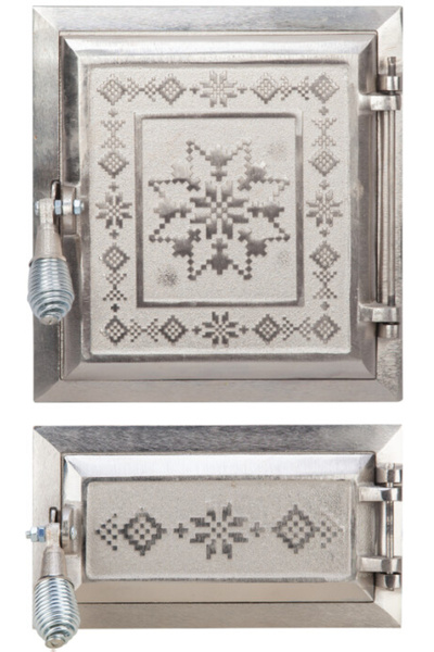 Evotools Ușă de aragaz + scrumieră cu motive românești nichelate - Înălțime u...