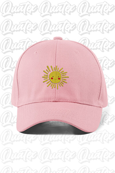 QUATEX Καπέλο με ηλιοκέντηση – Ροζ 100% βαμβακερό γαμπαρντίνι μοντέλο Unisex