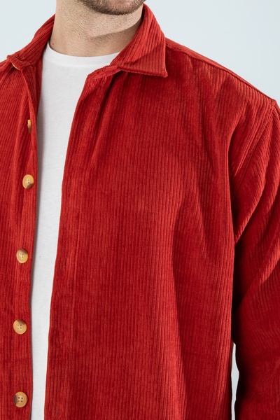 YXC Men's Pocketless Soft Textured Comfortable Corduroy Shirt