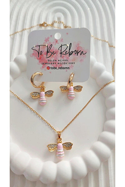 To Be Reborn Çelik Kız Çocukları İçin Kolye Küpe Seti Doğum Günü Hediyesi