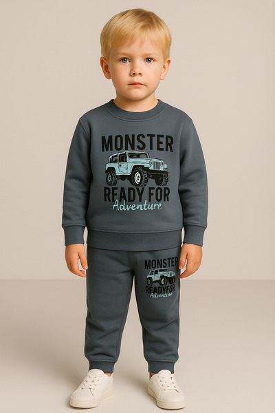 KGN GİYİM Boys' Tracksuit Set Bottom Top Sweatpants Cotton Fabric