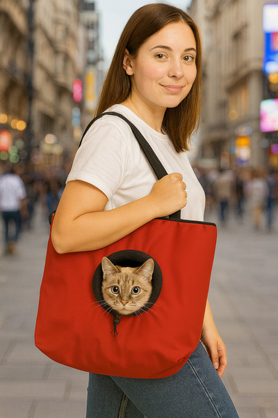 Moda West Tasma Aparatlı Omuz Ve Kol Askılı Kedi Ve Küçük Irk Köpek Taşıma Ko...