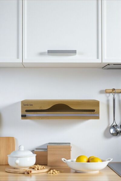 ANJEAHOME Florence 1-Compartment Bamboo Stretch Foil Box - Wall Mountable, Inside Drawer and Countertop Organizer
