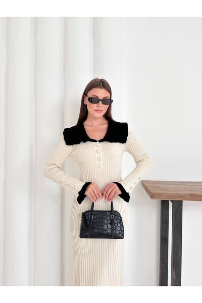 Hakimoda FIRFIR DETAYLI TRİKO ELBİSE