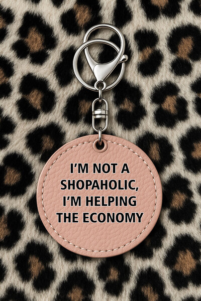 Cekuonline سلسلة مفاتيح جلدية قابلة للتجميع مع نقش مطبوع بتصميم مرح، لون وردي فاتح مع خطاف: اقتصادي